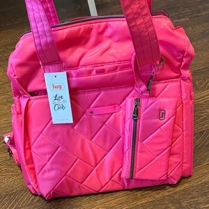 Lug Bright Pink Quilted weekender bag